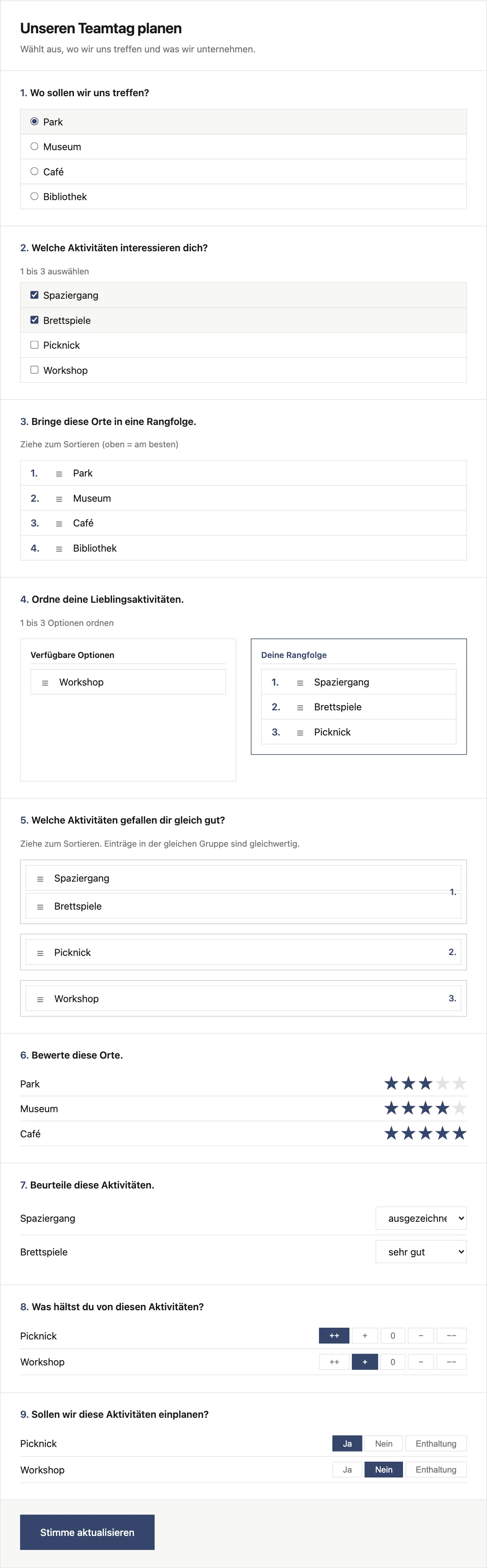 Abstimmungsoberfläche