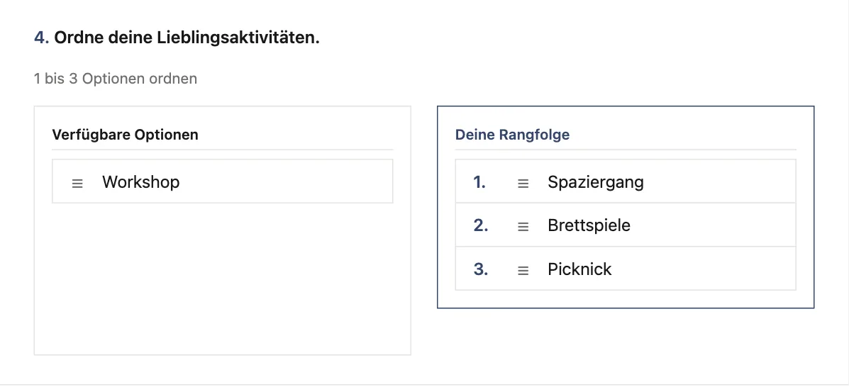 Frage mit Teilrangfolge