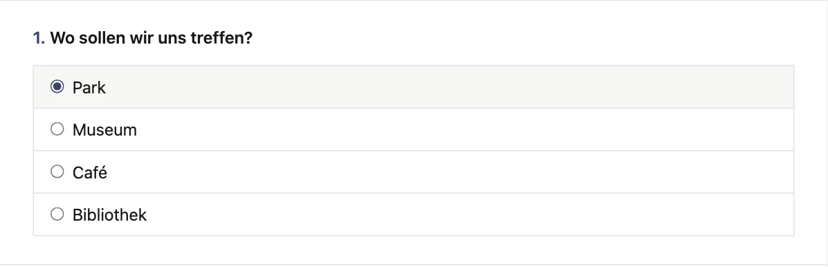 Frage mit Einzelauswahl