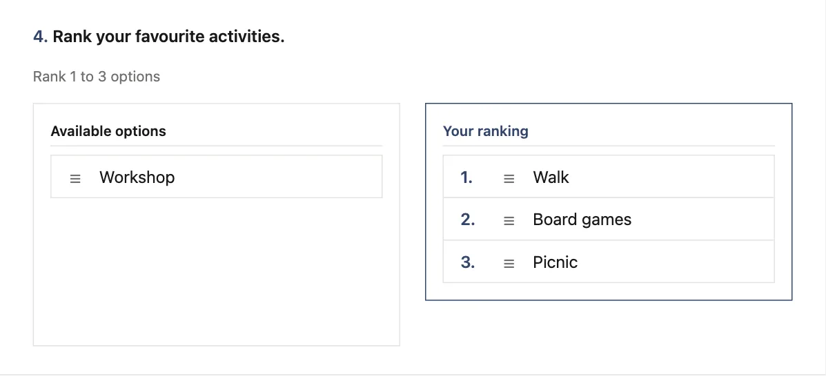 Truncated Ranking Question