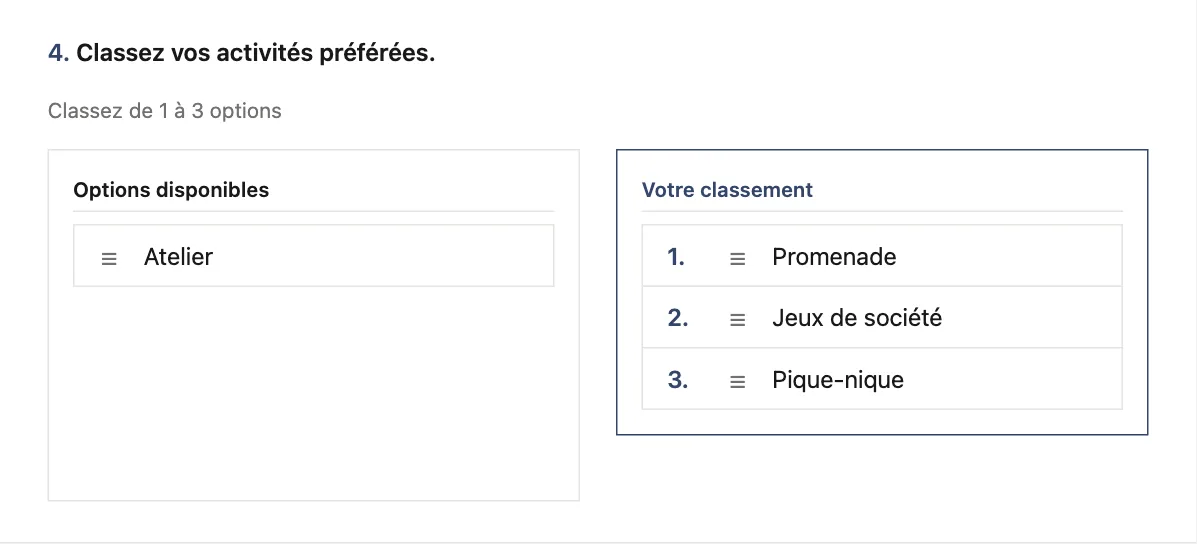 Question de classement partiel