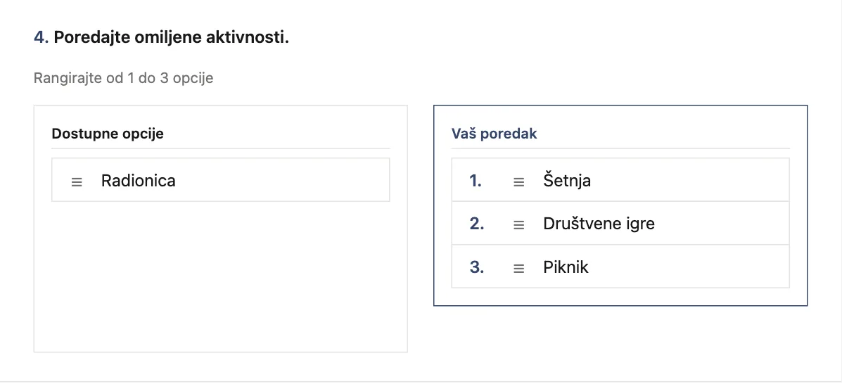Pitanje s djelomičnim rangiranjem