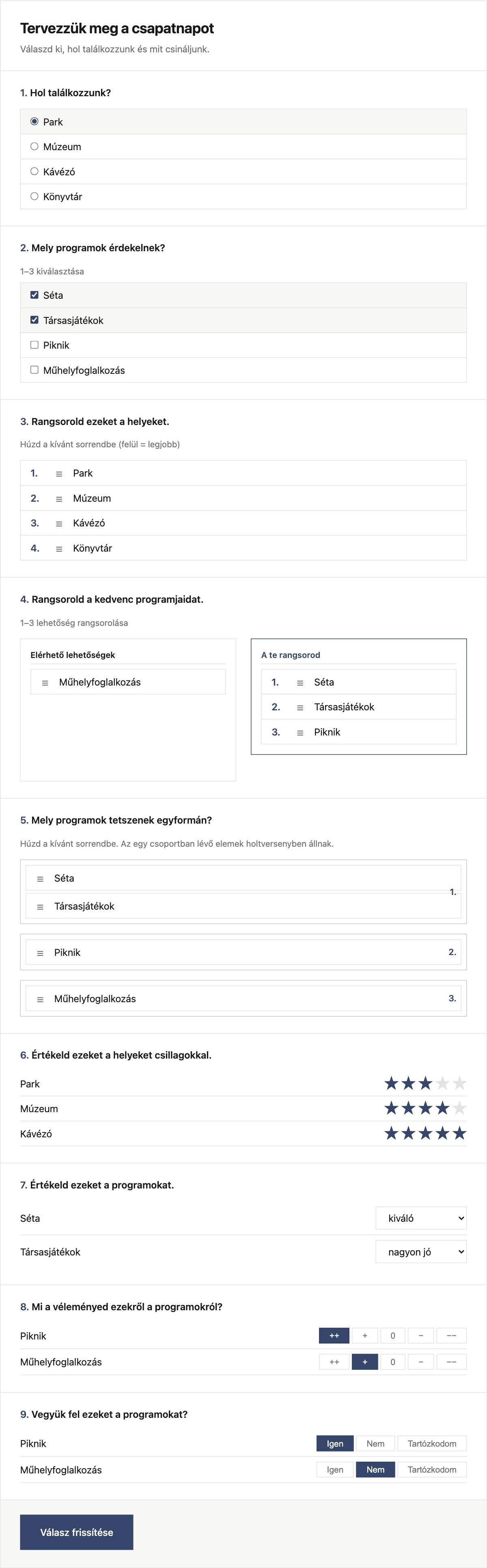 Szavazási felület