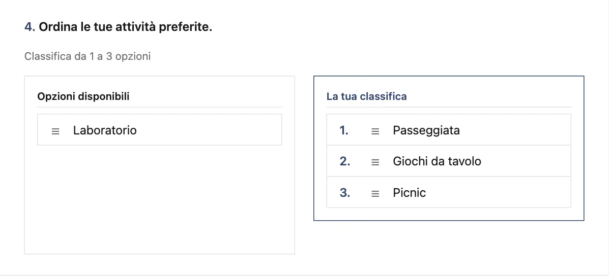 Domanda con classifica parziale