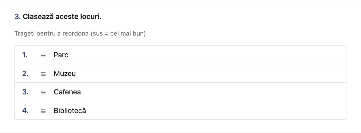 Întrebare de clasament