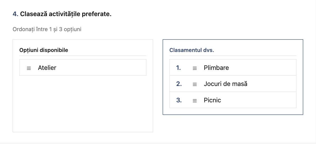 Întrebare de clasament parțial
