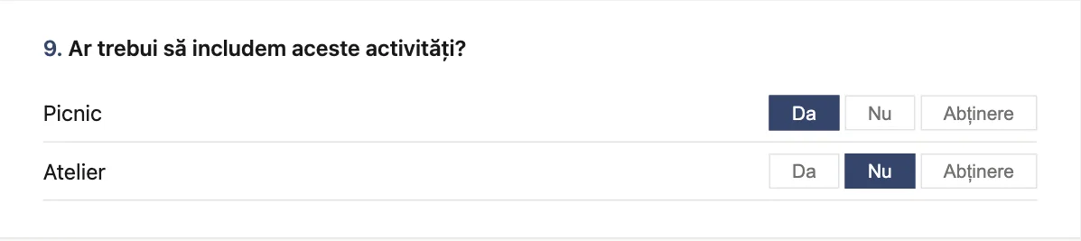 Întrebare da/nu/abținere